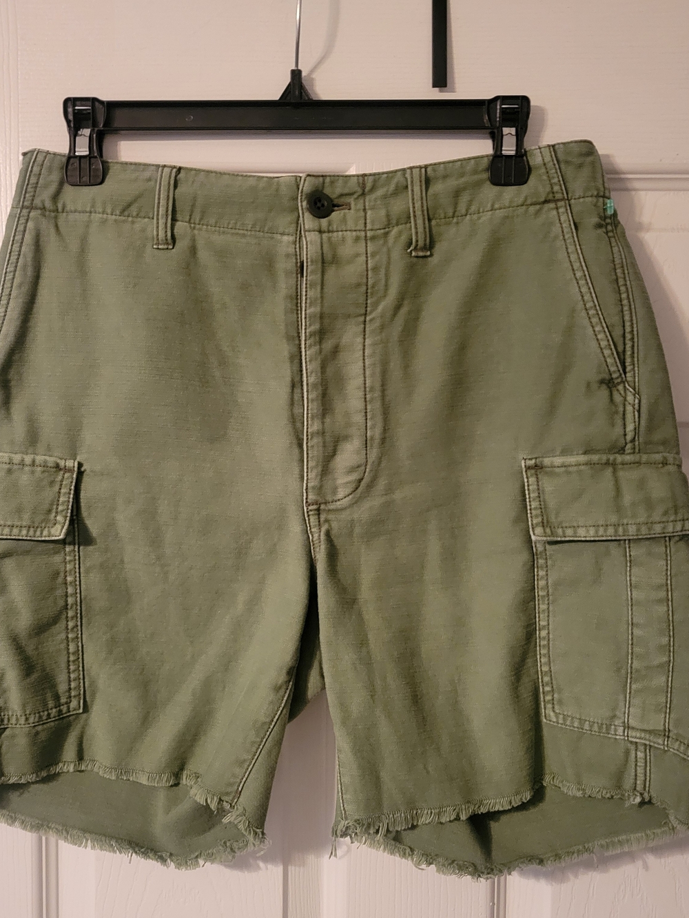 Madewell Olive Cargo Shorts with Frayed Hem